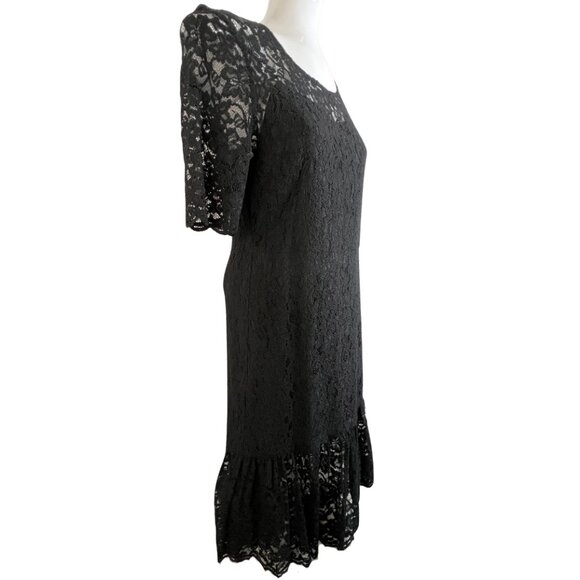 Pendleton Black Lace Dress Size 12 Flounce Hem Lined - Picture 8 of 15